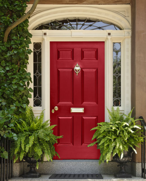 Colourful front door - red
